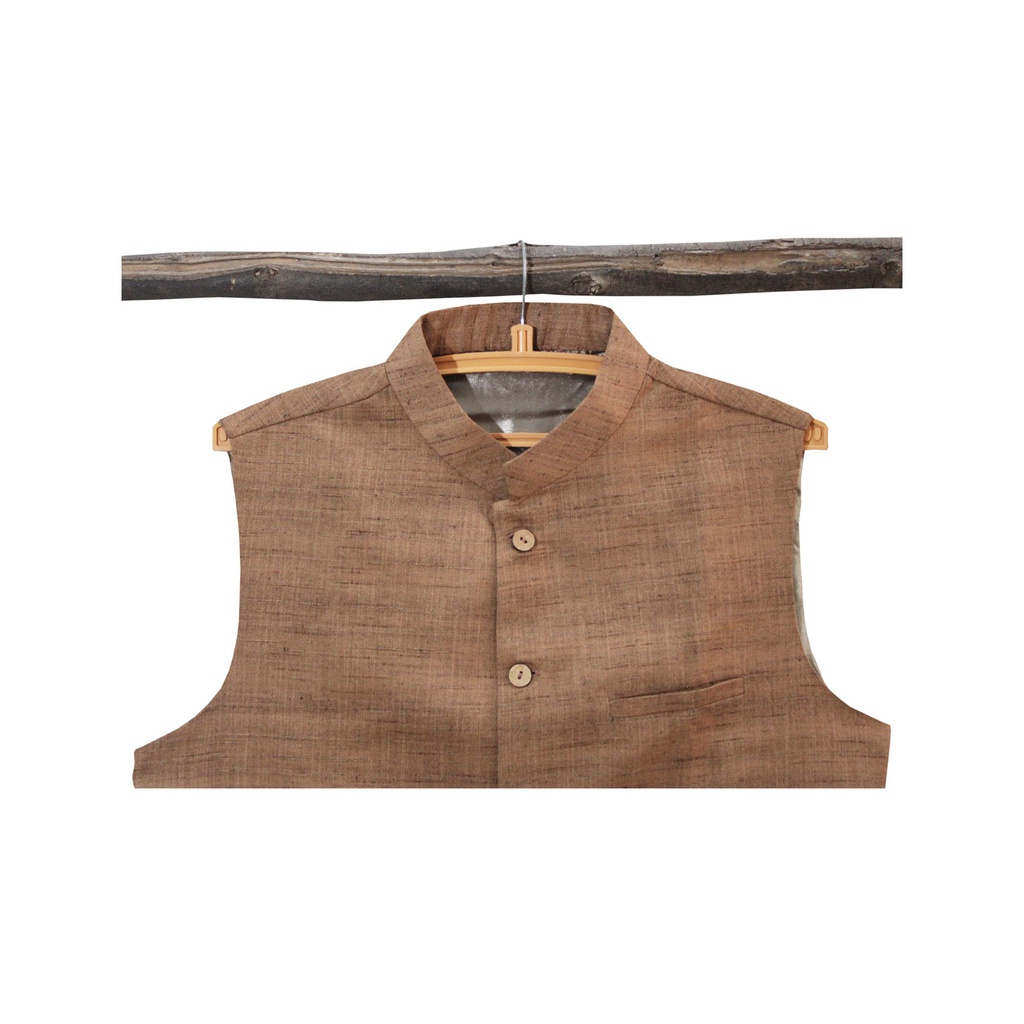 Maroon Hand Block Printed Men's Jacket/Koti