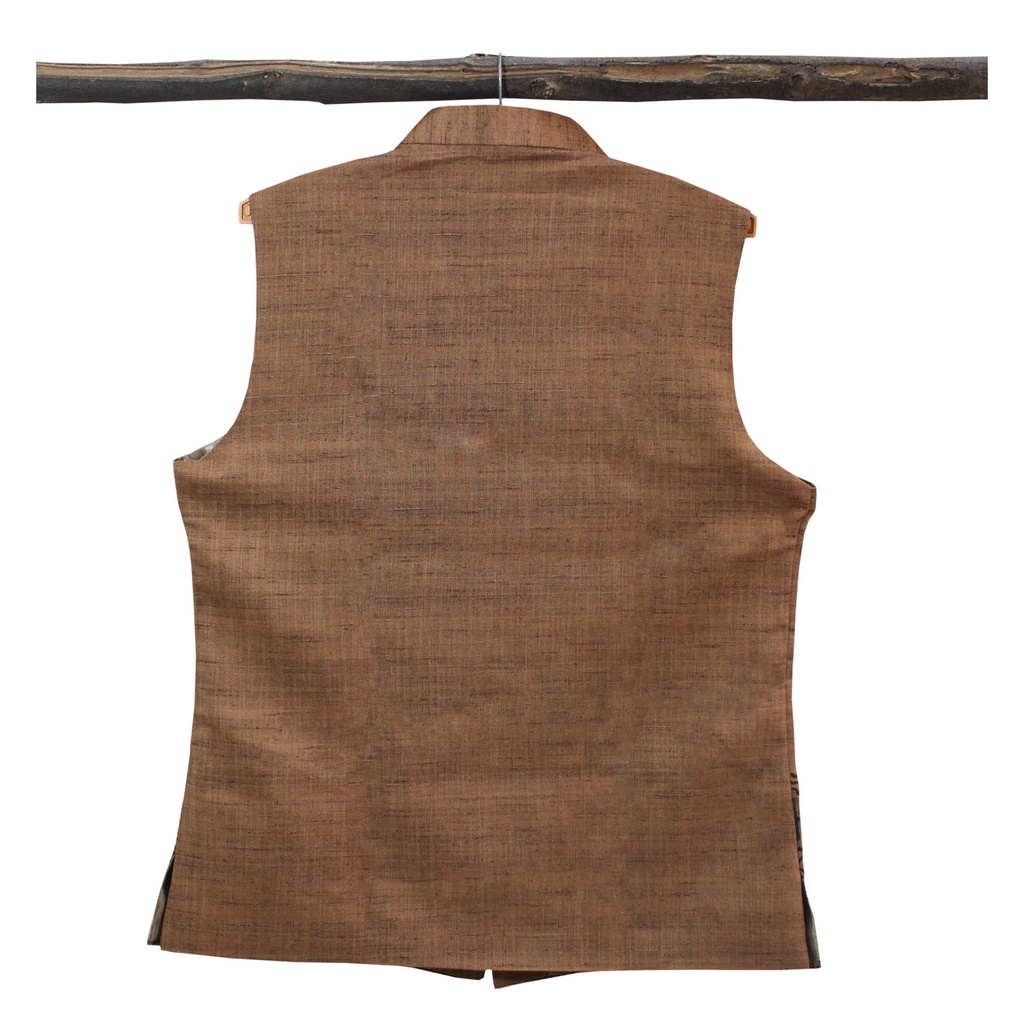 Maroon Hand Block Printed Men's Jacket/Koti