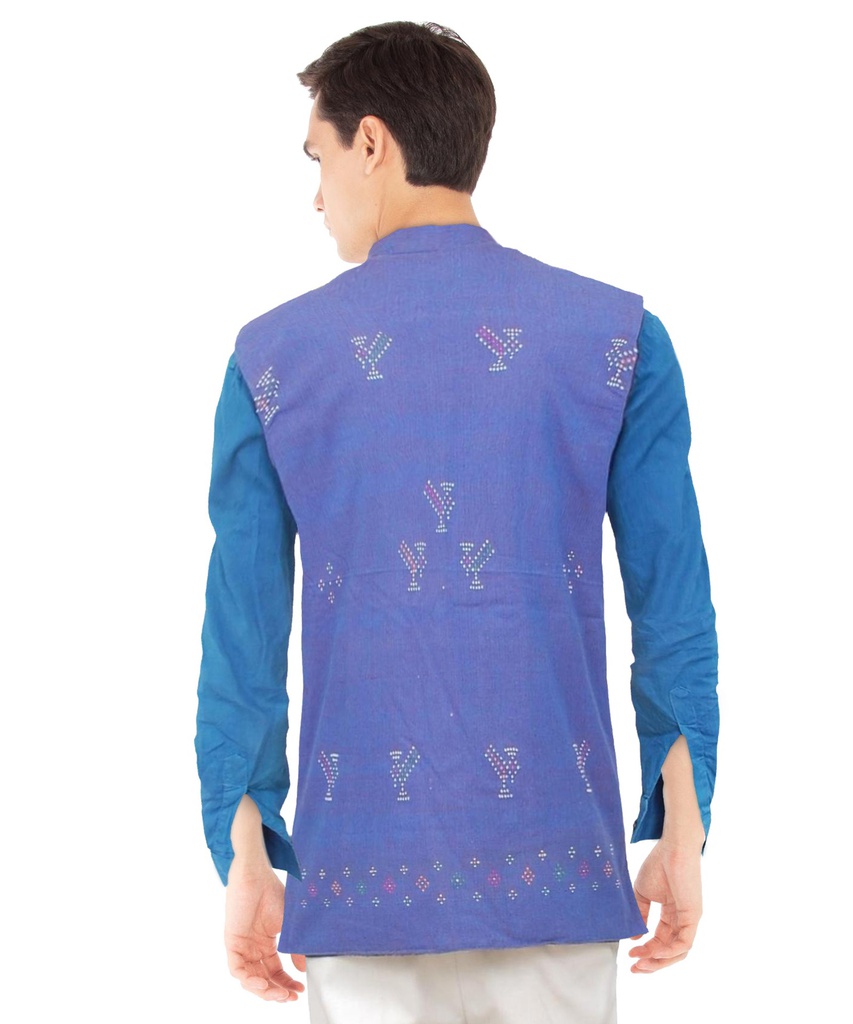 Maroon Hand Block Printed Men's Jacket/Koti