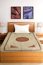 Black Hand Block Print Single Bedsheet with Pillow Cover