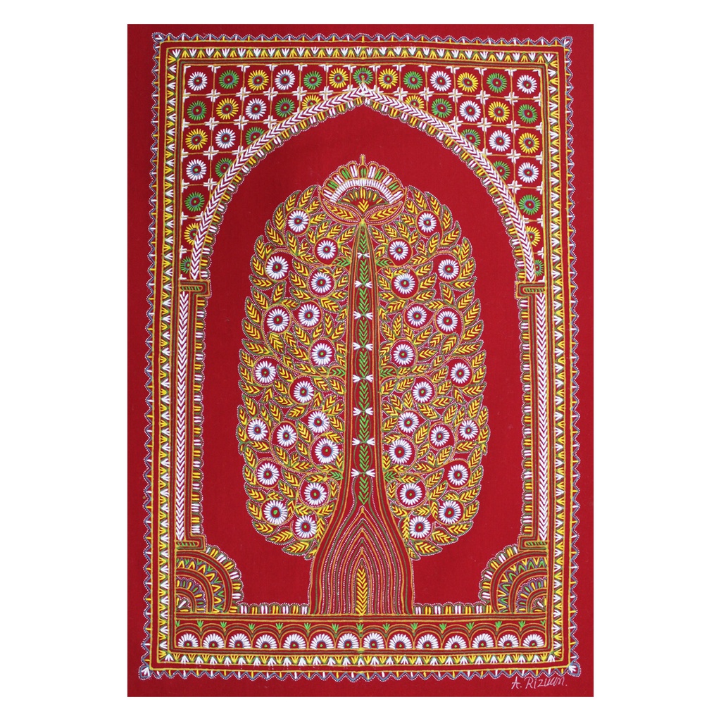 Handmade Rogan Painting - Red