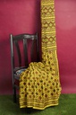 Black Silk Ajrakh Hand Block Print Saree With Tissue Pallu