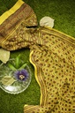 Black Silk Ajrakh Hand Block Print Saree With Tissue Pallu