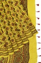 Black Silk Ajrakh Hand Block Print Saree With Tissue Pallu