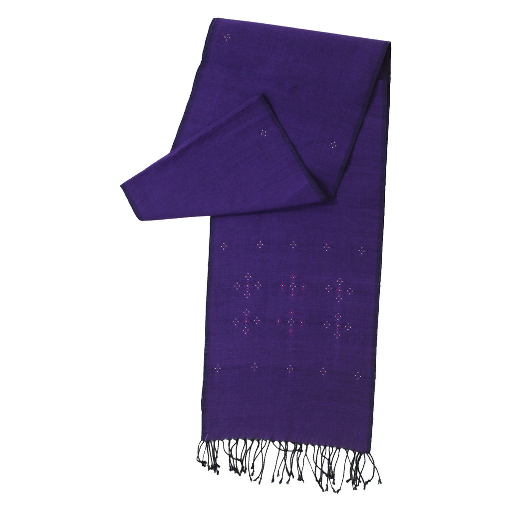Ocean Blue Soof Hand Embroidered Woolen Muffler