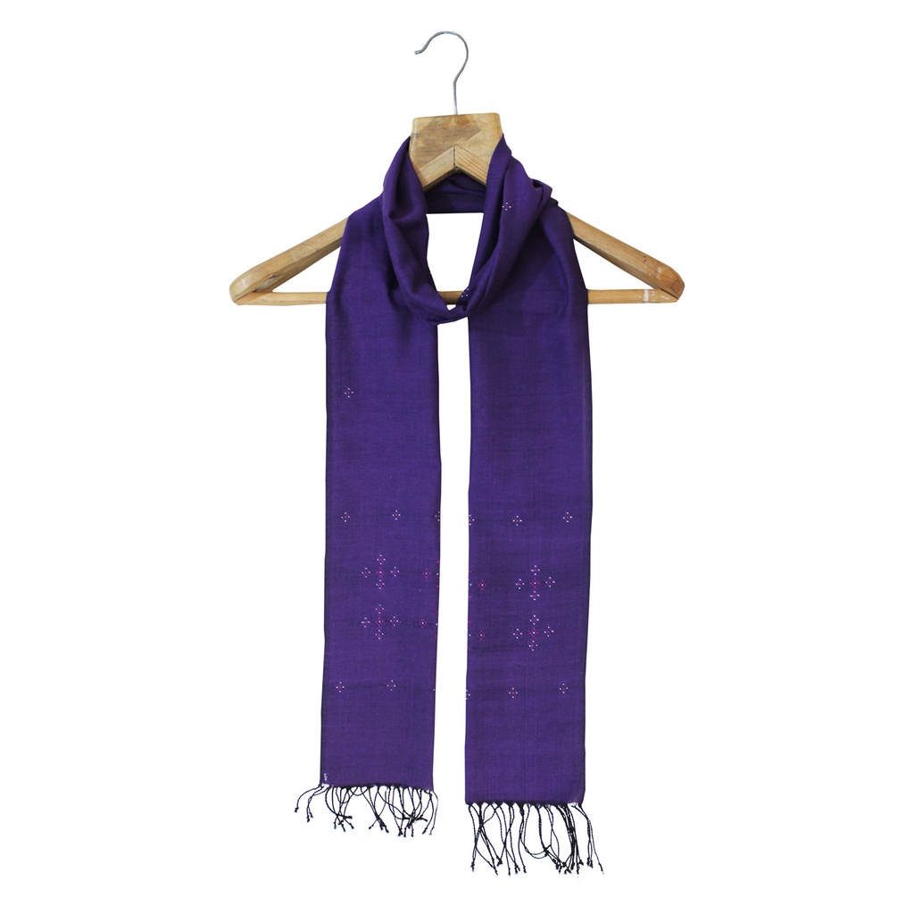 Ocean Blue Soof Hand Embroidered Woolen Muffler