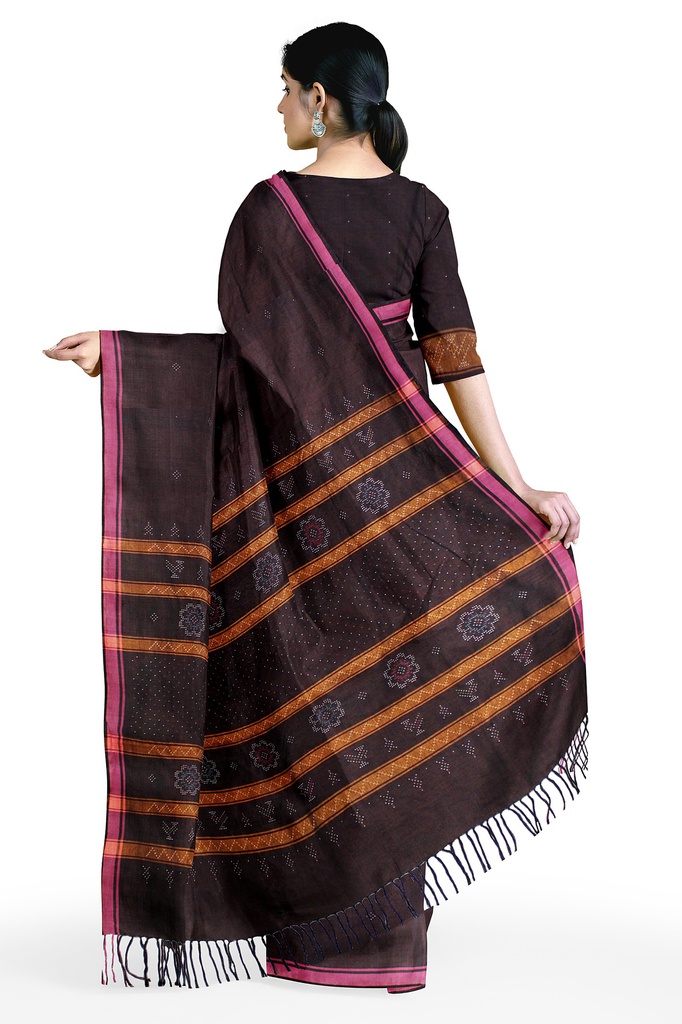 Coffee Brown Tangaliya Cotton Silk Handwoven Saree