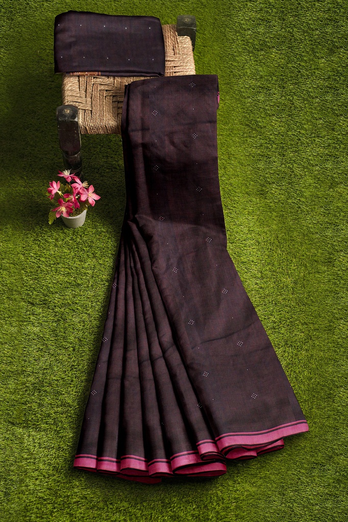 Coffee Brown Tangaliya Cotton Silk Handwoven Saree