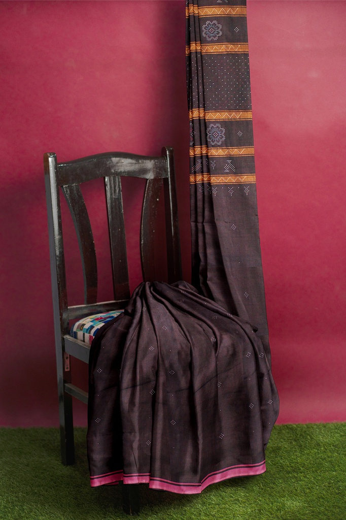 Coffee Brown Tangaliya Cotton Silk Handwoven Saree