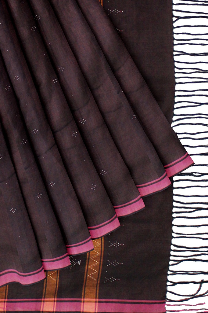 Coffee Brown Tangaliya Cotton Silk Handwoven Saree