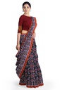 Handwoven Maroon and Indigo Blue Double Ikat Silk Patola Saree