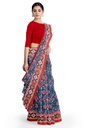 Handwoven Maroon and Indigo Blue Double Ikat Silk Patola Saree