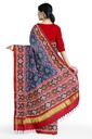 Handwoven Red and Peacock Blue Double Ikat Silk Patola Saree