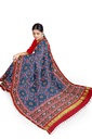 Handwoven Red and Peacock Blue Double Ikat Silk Patola Saree