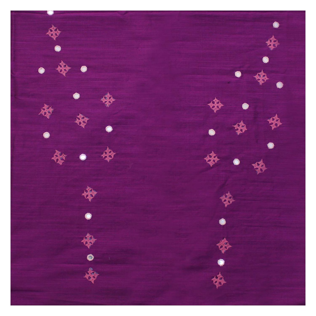 Purple Hand Embroidered Unstitched Blouse Material
