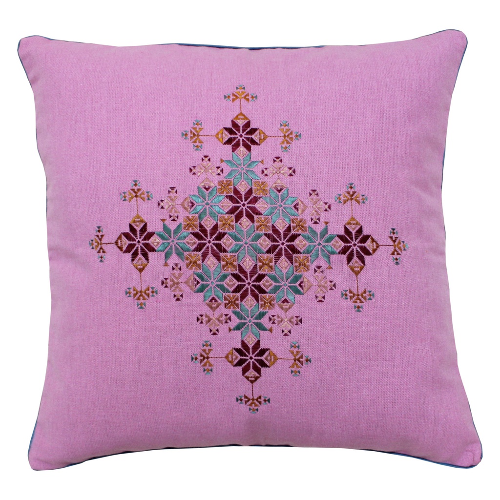 Pink Hand Soof Embroidery Cotton Cushion Cover