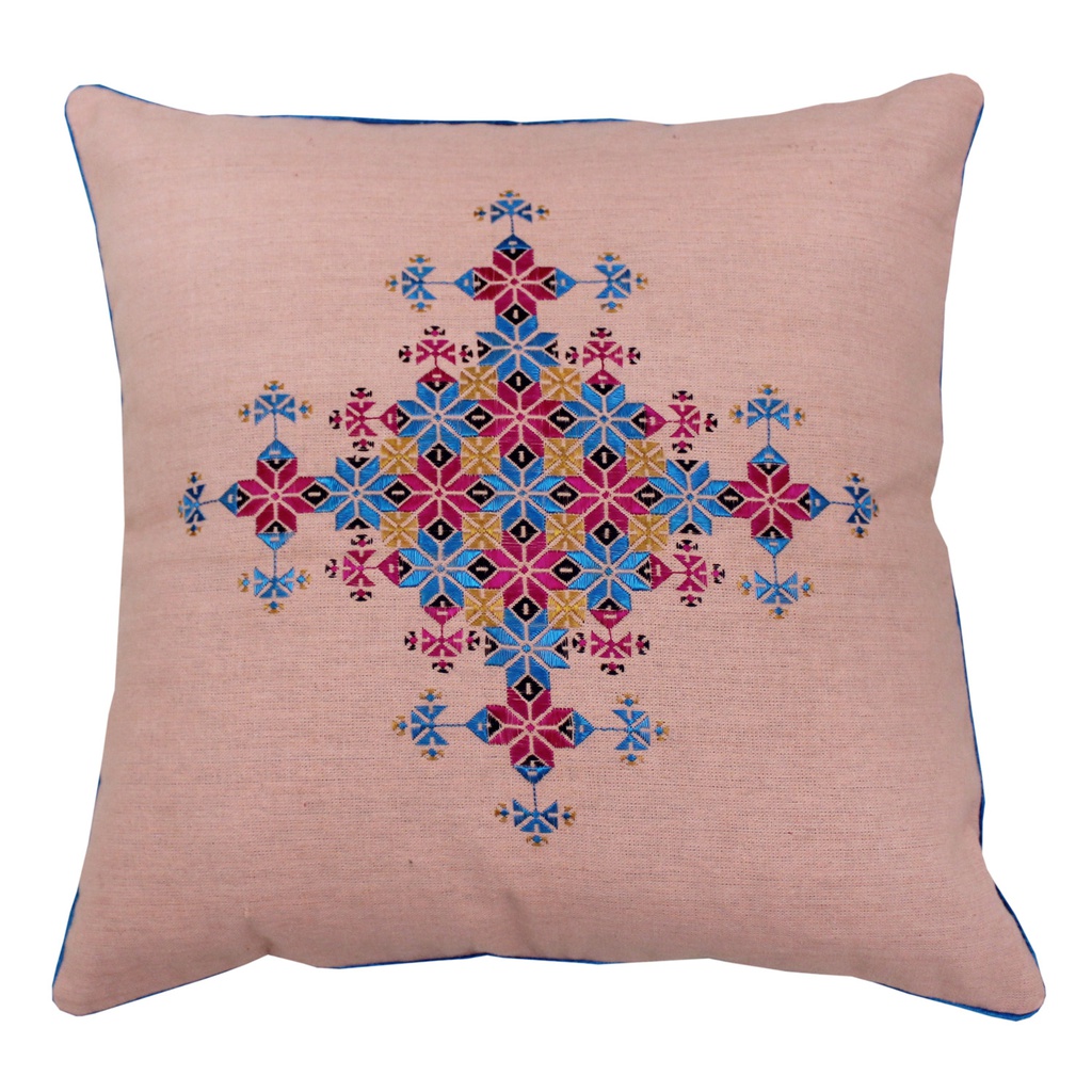 Peach Hand Soof Embroidery Cotton Cushion Cover
