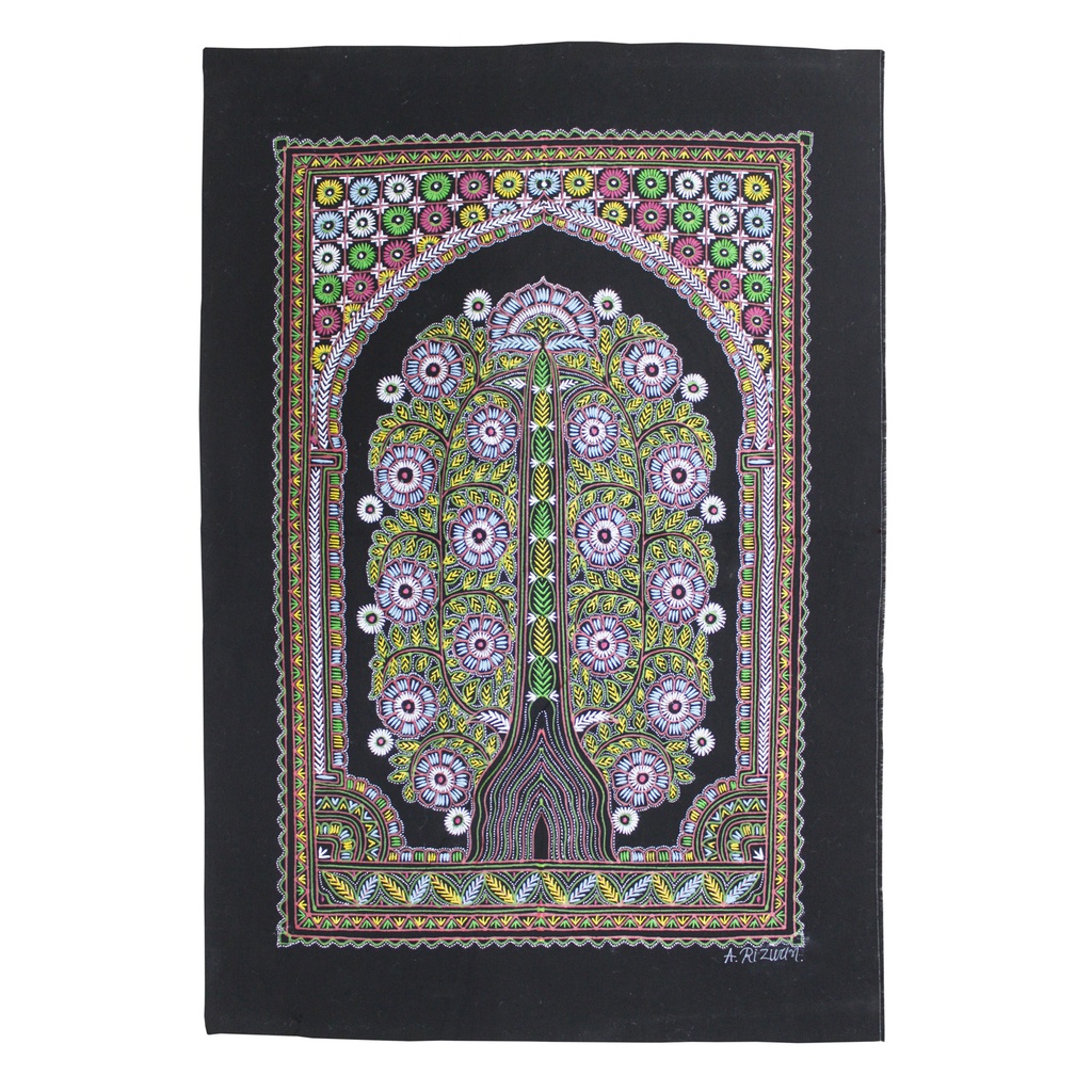 Handmade Rogan Painting - Black