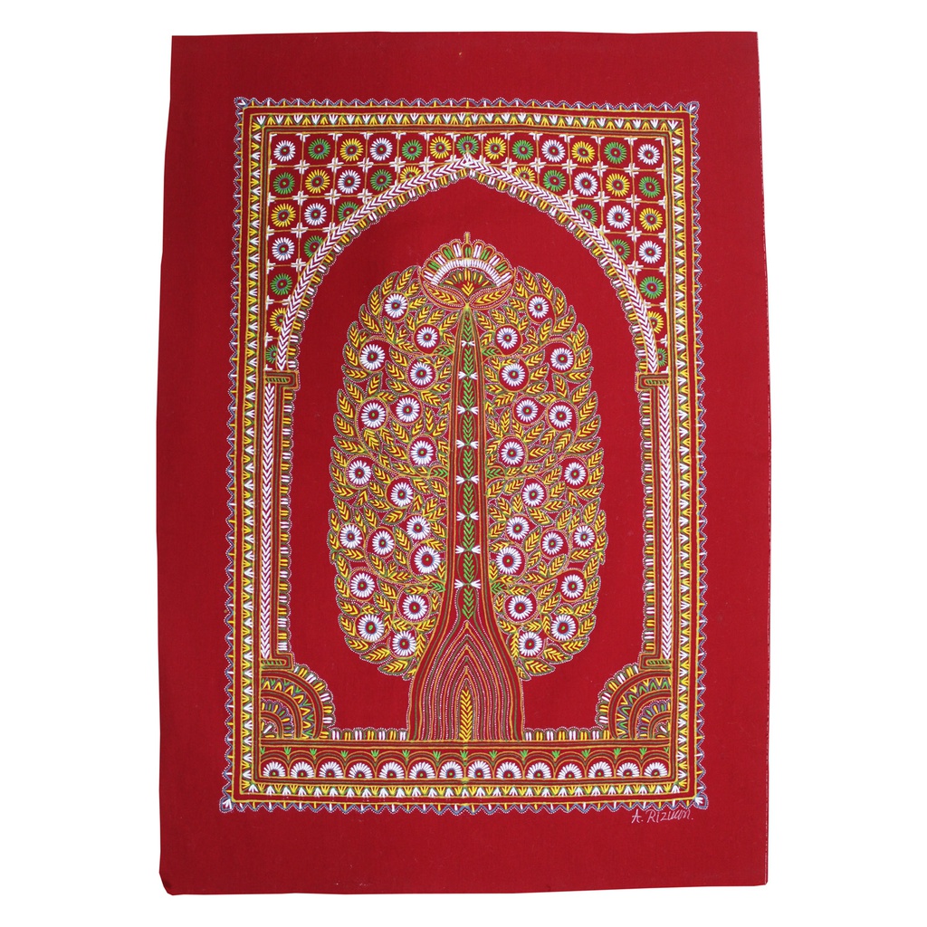 Handmade Rogan Painting - Red