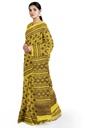 Yellow Modal Silk Ajrakh Hand Block Print Saree