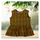 Mustard Ajrakh Hand Block Printed Cotton Short Kurti