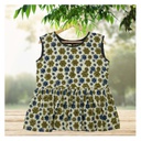 Cream Ajrakh Hand Block Printed Cotton Short Kurti