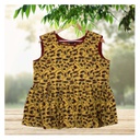 Yellow Ajrakh Hand Block Printed Cotton Short Kurti