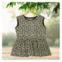 Cream Ajrakh Hand Block Printed Cotton Short Kurti