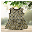 Cream Ajrakh Hand Block Printed Cotton Short Kurti