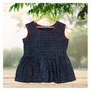 Blue Ajrakh Hand Block Printed Cotton Short Kurti