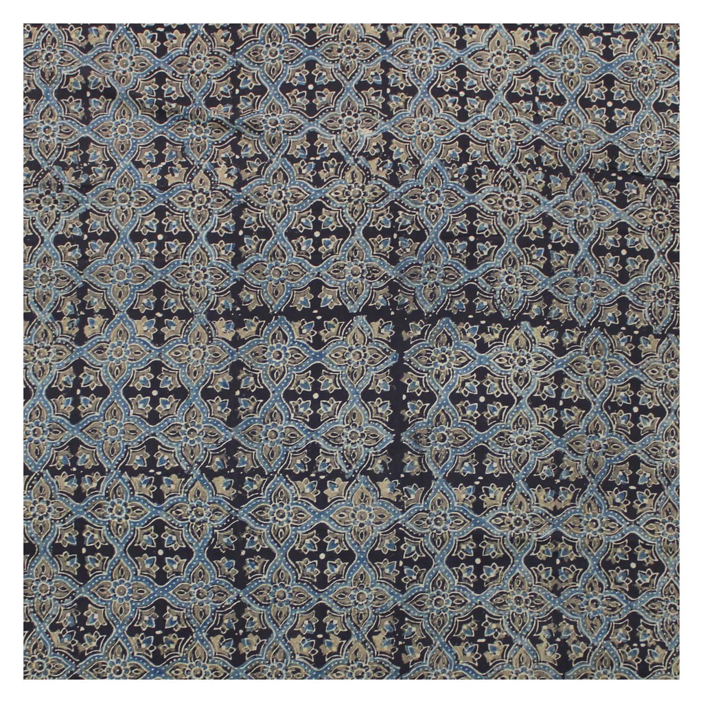 Dark Grey and Beige Cotton Hand Block Print Cloth Material/Fabric