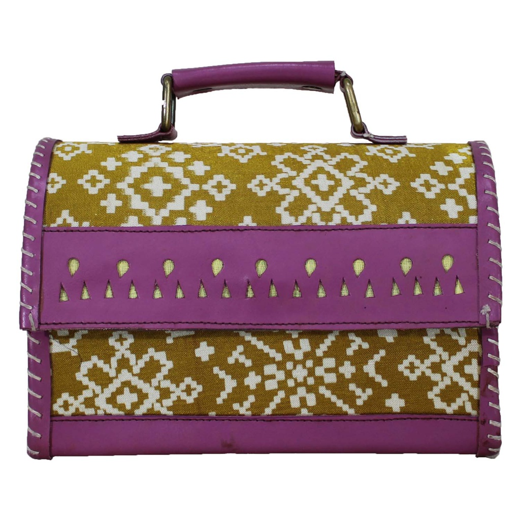 Handcrafted Kutchi Leather Sling Box Bag