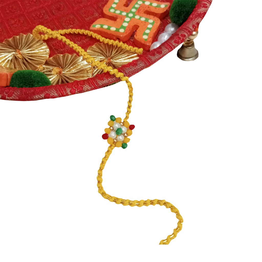 Hand Beaded Rakhi - Yellow
