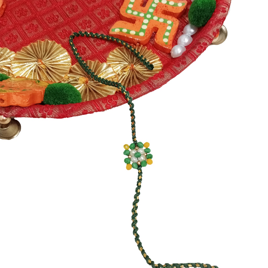 Hand Beaded Rakhi - Green