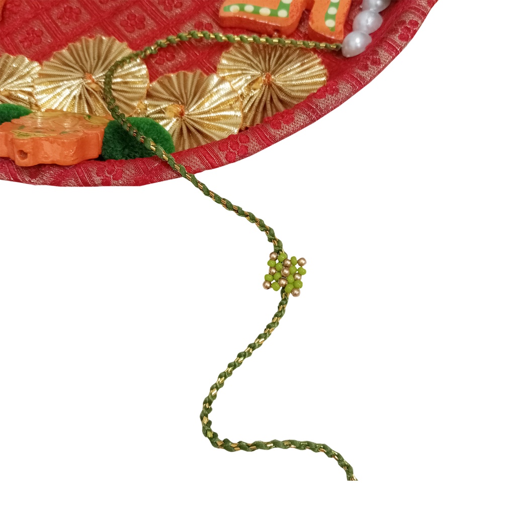 Hand Beaded Rakhi - Light Green