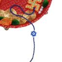 Hand Beaded Flower Design Rakhi - White and Blue