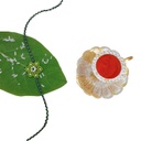 Hand Beaded Flower Design Rakhi - Light Green and White