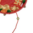 Hand Beaded Flower Design Rakhi - Light Green and Orange