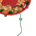 Hand Beaded Flower Design Rakhi - White and Green