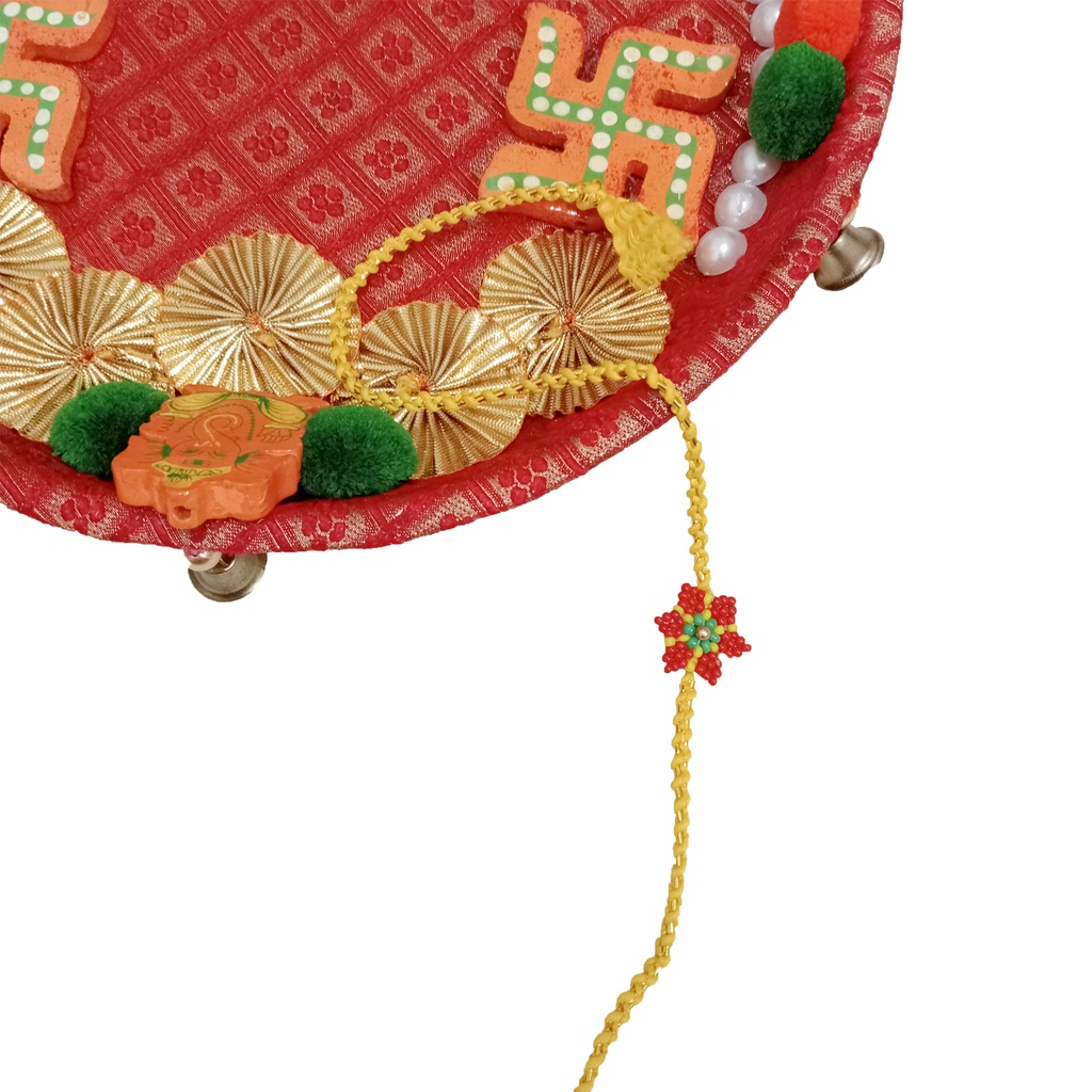 Hand Beaded Flower Design Multicolor Rakhi