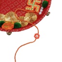 Hand Beaded Round Rakhi - Orange