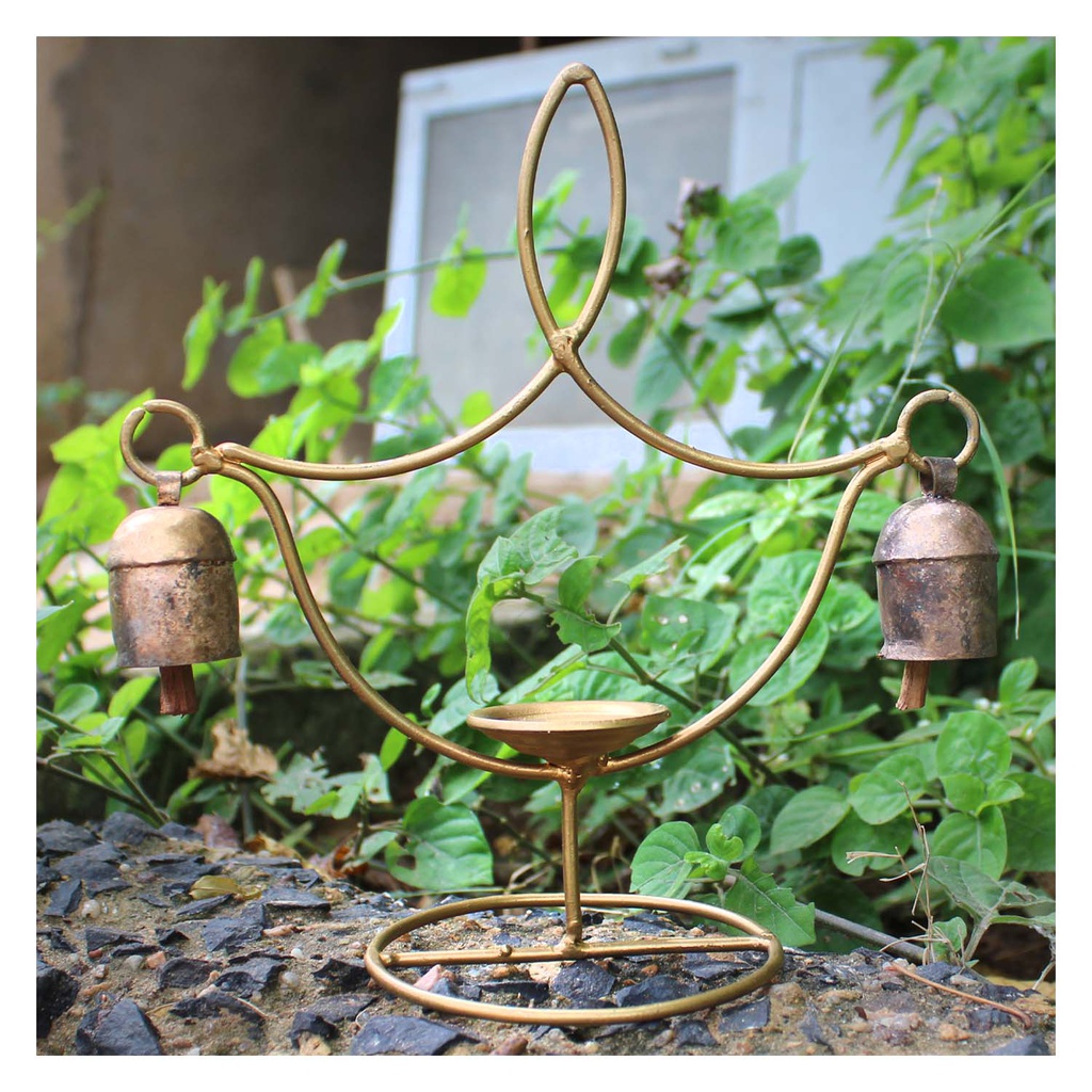 Handmade Decorative Diya Stand Copper Bell
