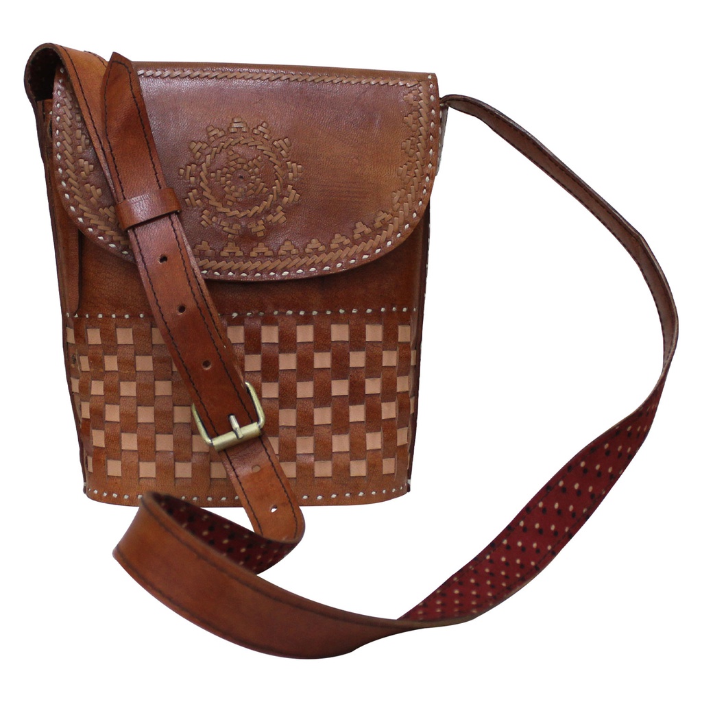 Handcrafted Kutchi Leather Balti Sling Bag