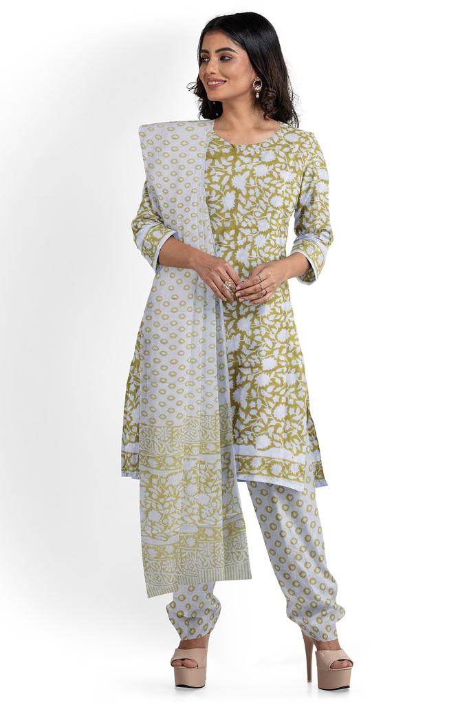 Hand Block Print Cotton Dress Material / Salwar Suit