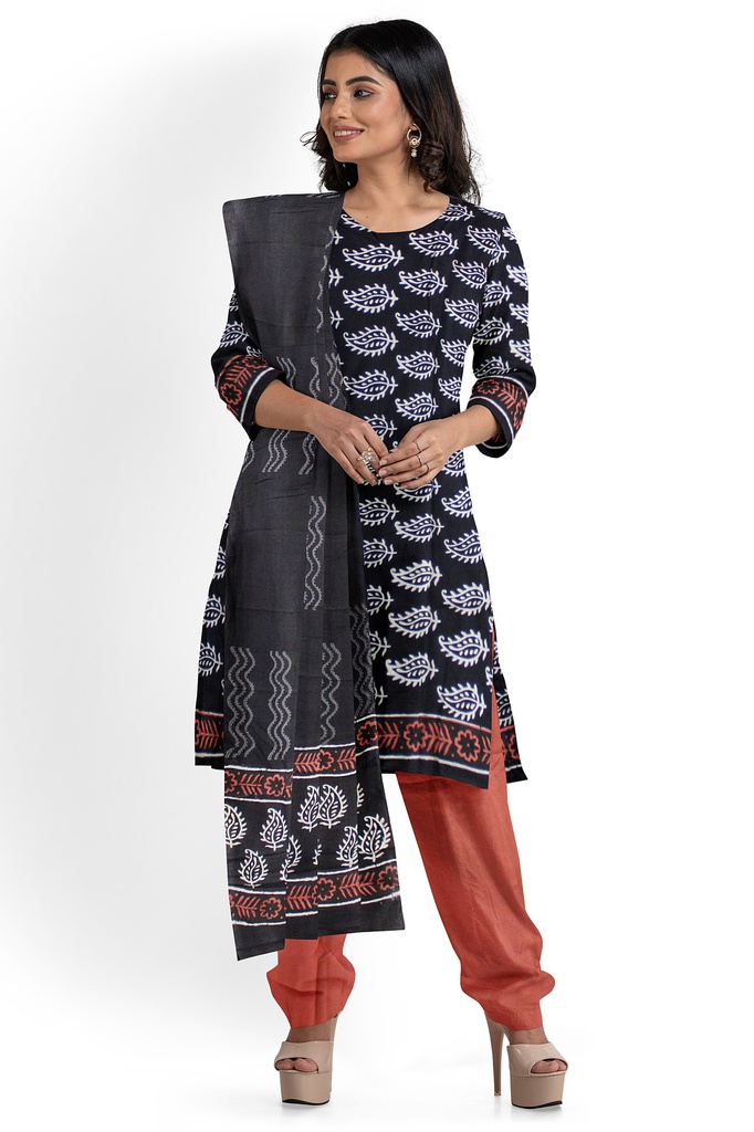 Hand Block Print Cotton Dress Material / Salwar Suit