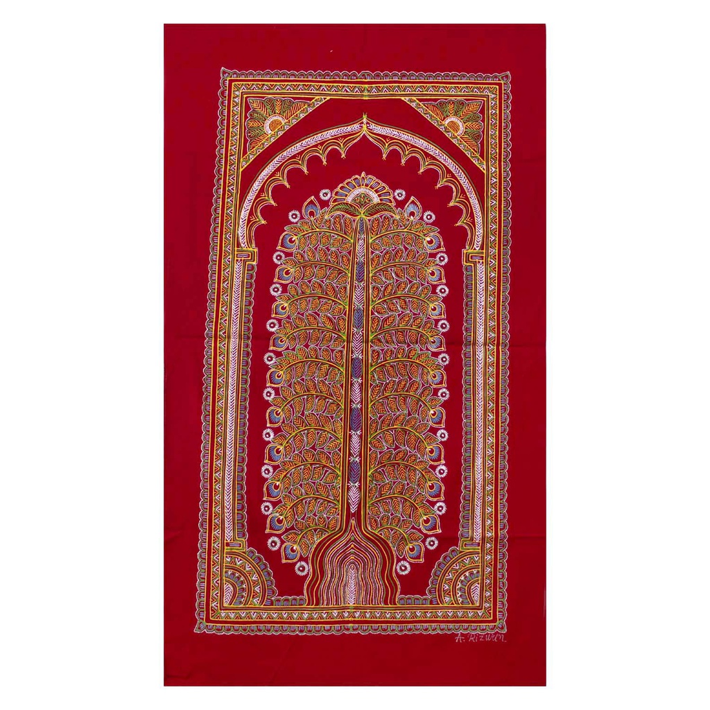 Handmade Rogan Painting - Red