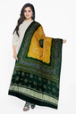 Green and Mustard Handwoven Gaji Silk Bandhani Dupatta