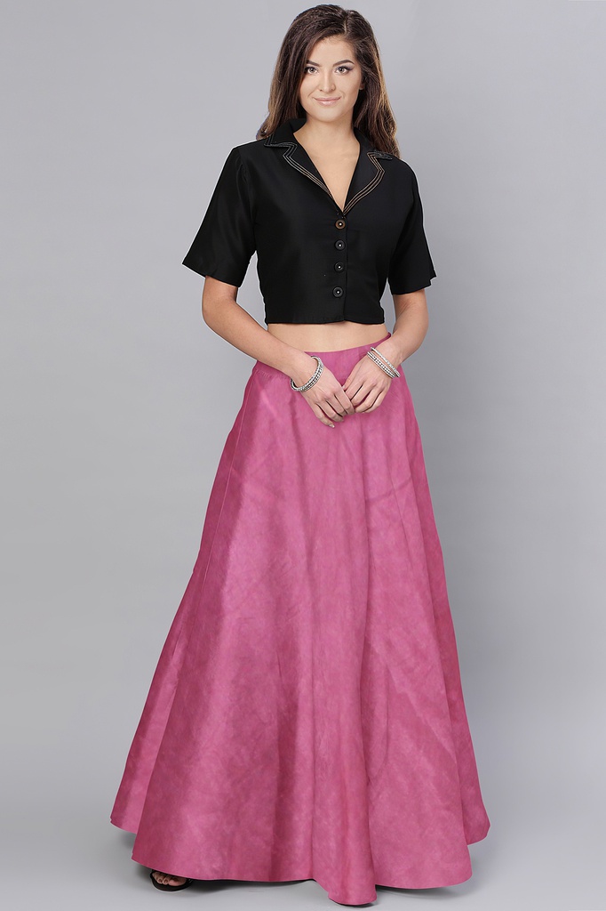 Handmade Plain Mashru Silk Long Skirt
