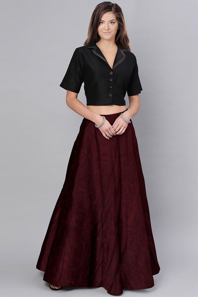 Handmade Plain Mashru Silk Long Skirt