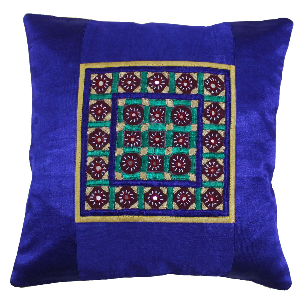 Hand Embroidered Mashru Cushion Cover